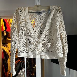 Elegant Cream Crochet Sweater